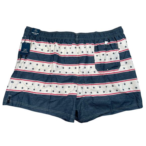 Patriotic Stars and Stripes Swim Trunks Men 3XL 48-50 Above The Knee 6" Inseam - Picture 3 of 11